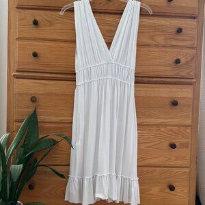 Neesha White OS White Stretch V-Neck/Back Tank Dress EUC Vintage